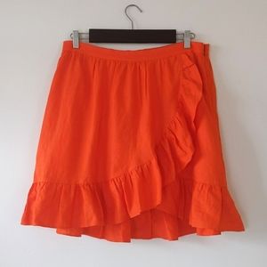 JCrew orange ruffle skirt